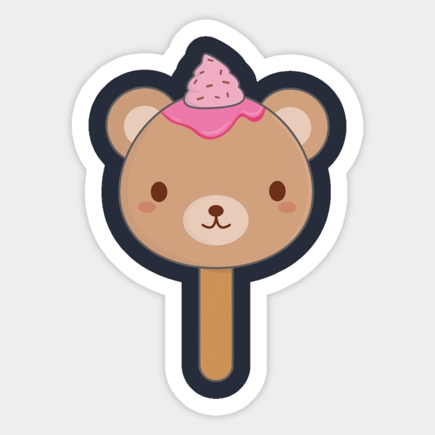 Cute Brown Bear Ice Cream T-Shirt Sticker by happinessinatee